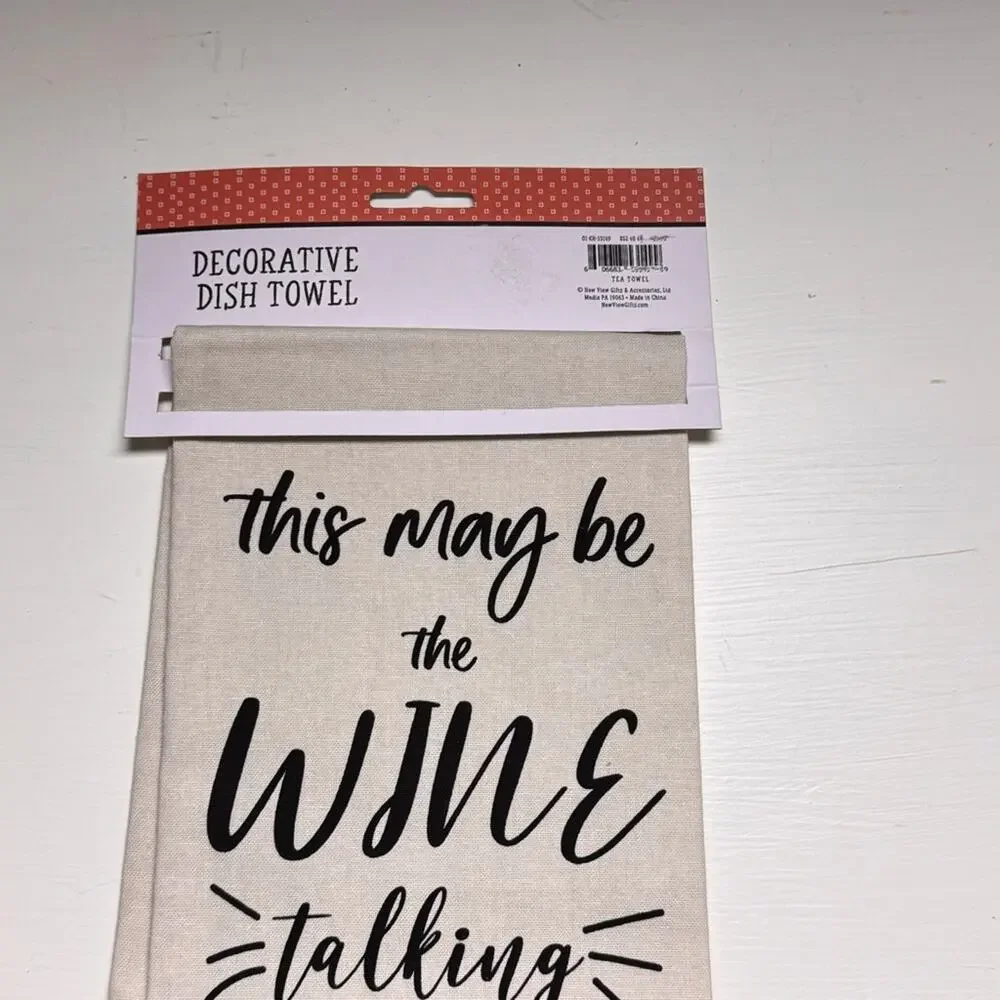 Decorative Kitchen Wine Humor Dish & Hand Towel with Words NWT